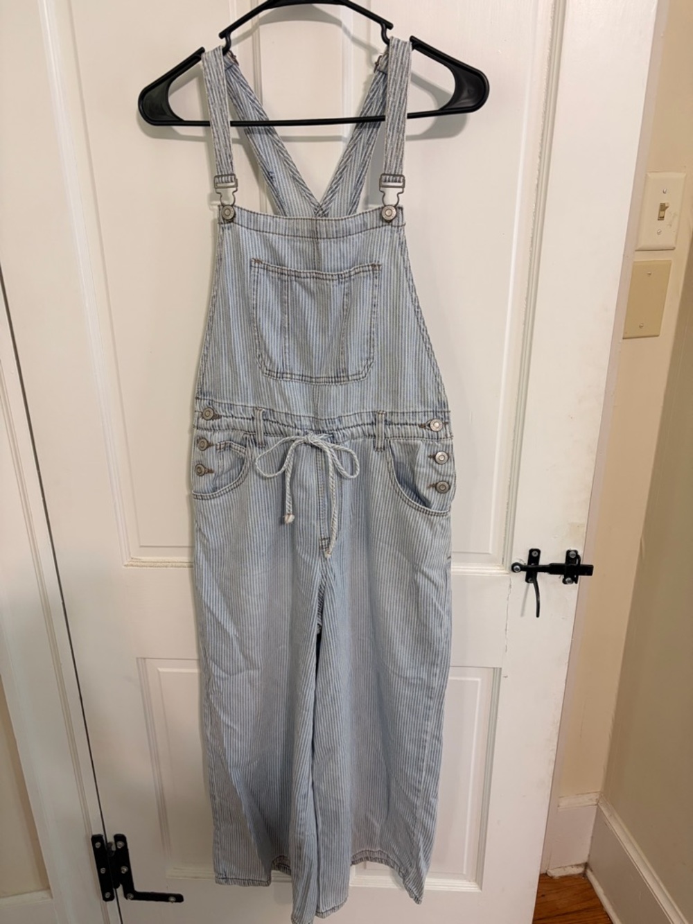 Light Blue Stripe Women's Overalls Jeans